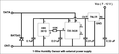 1-Wire Humidity Sensor with external power supply